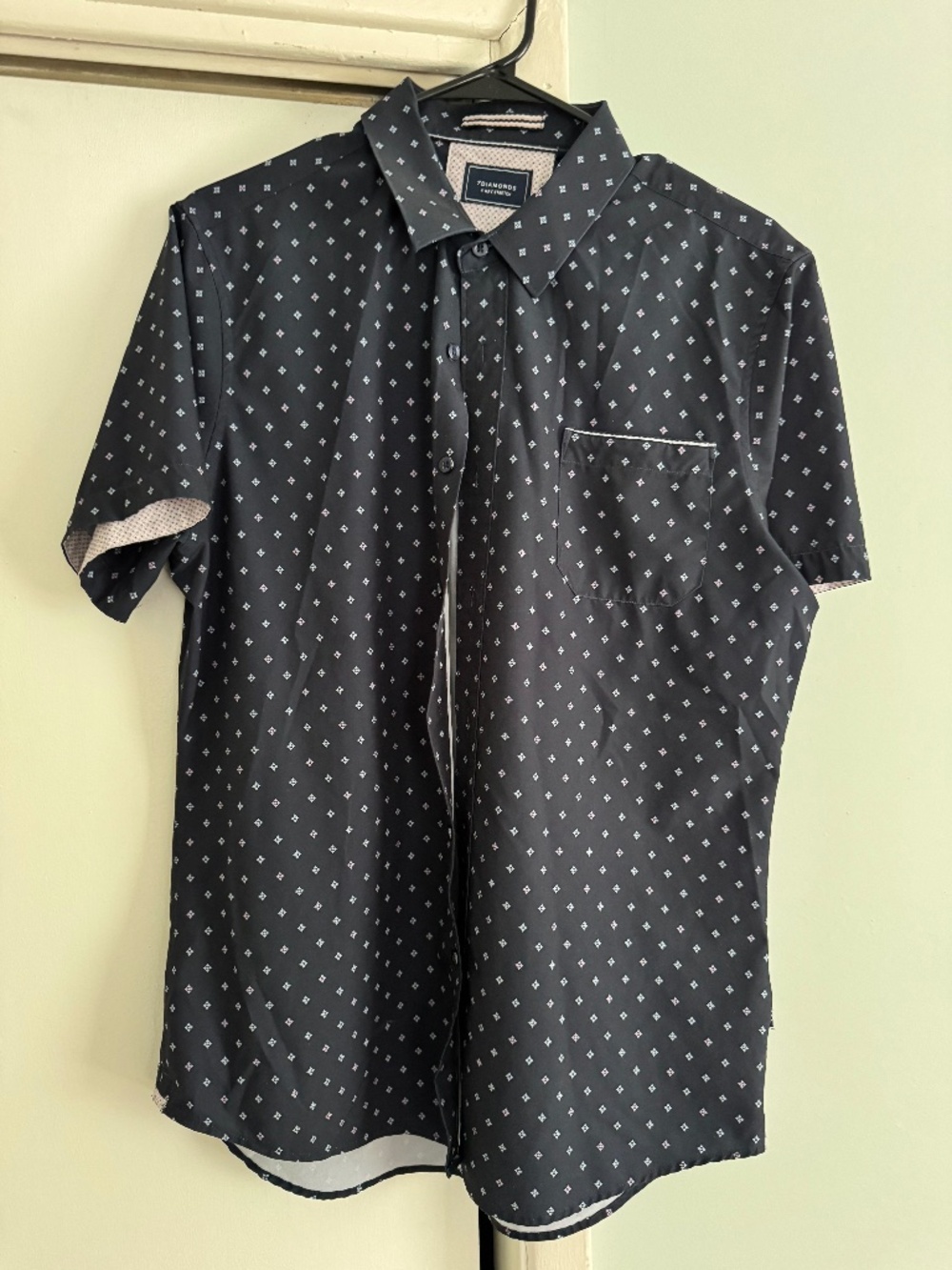 7 Diamonds Navy short sleeve button down